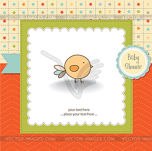 New baby announcement card with chicken - vector clipart