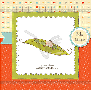 Little boy sleeping in pea been, baby announcement - vector clipart