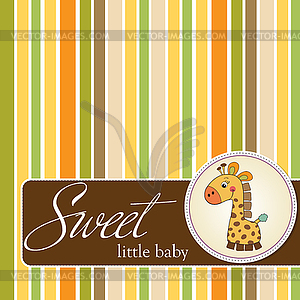 New baby announcement card with giraffe - vector image