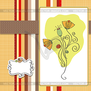 Thank you greeting card with flower - vector image