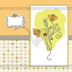 Thank you greeting card with flower - vector image