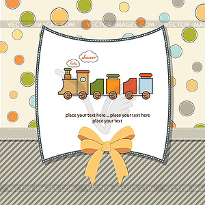 Baby shower card with toy train - royalty-free vector image