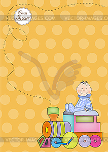 Customizable birthday greeting card with train - vector clip art