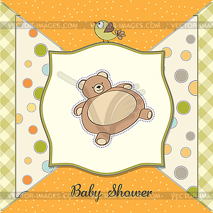 Baby shower card with teddy - royalty-free vector image