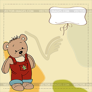 Customizable childish card with funny teddy bear - vector EPS clipart
