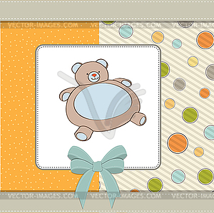 Baby shower card with teddy bear toy - royalty-free vector image