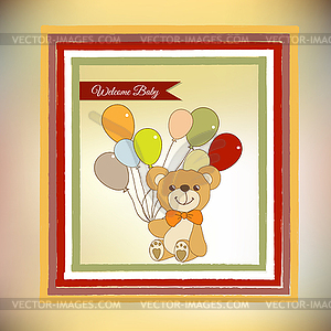 Baby shower card with cute teddy bear - vector clipart