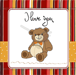 Love card with teddy bear - vector clipart