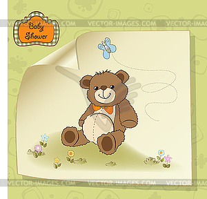Душа ребенка открытку с милый плюшевый мишка игрушка - изображение в векторе