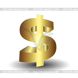 Golden 3d dollar sign - vector image