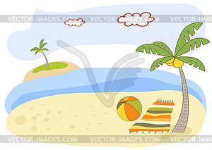 Красивый пейзаж пляж - векторный дизайн