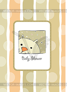 New baby shower card with cat - vector clipart
