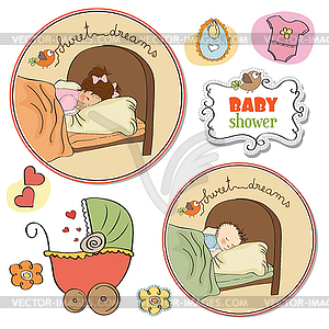 New baby items set - vector image