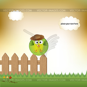Cute little boy bird - vector image