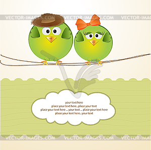 Birds couple in love - vector clip art