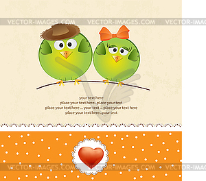 Birds couple in love - vector clip art