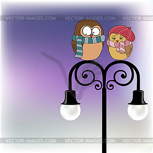 Love birds on branch - vector image