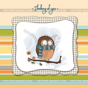 Funny male bird with scarf - vector image