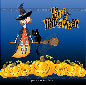 Halloween witch background - vector clip art