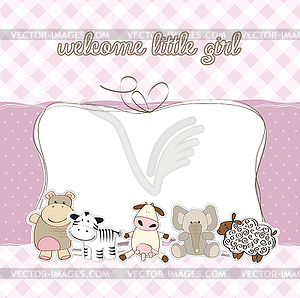 Baby girl shower card - vector clip art