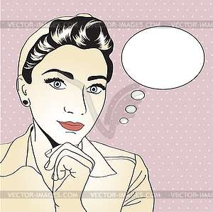 Vintage pop art girl - vector image