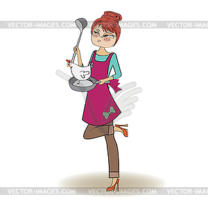 Woman cooking - vector clipart