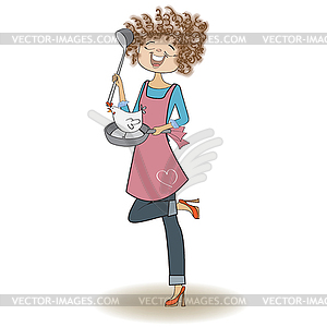 Woman cooking - vector image