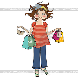 Woman at shopping - vector image