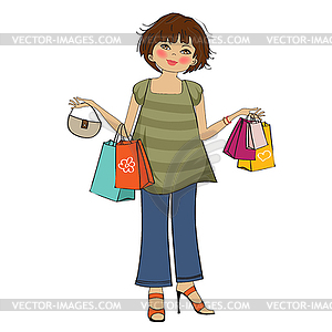 Woman at shopping - vector clipart