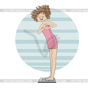 Young woman at scale - vector clipart