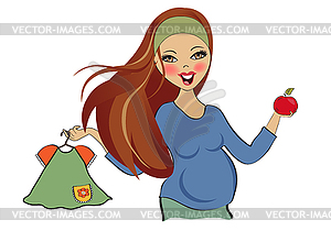 Счастливый беременная женщина, в торговых - изображение в формате EPS