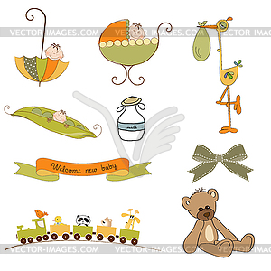 New baby items set - royalty-free vector clipart