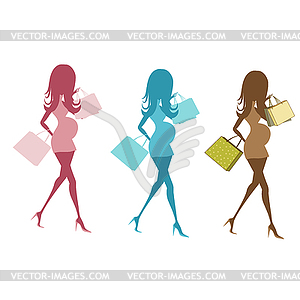 Set of three pregnant women - vector image