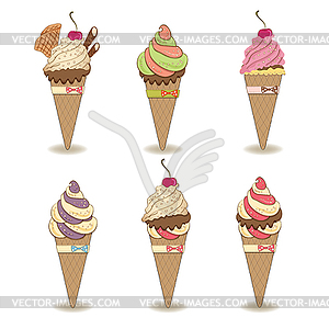 Icecream items set - vector image