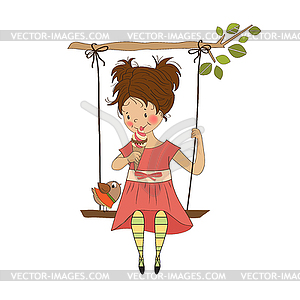 Funny girl with icecream - royalty-free vector image