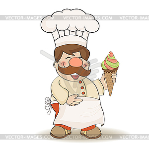 Funny chef with icecream - vector image