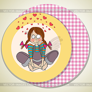 Pretty young girl in love - vector image