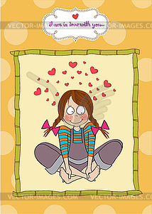 Pretty young girl in love - color vector clipart