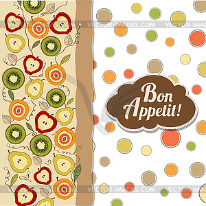 Bon appetite card with fruits - vector image