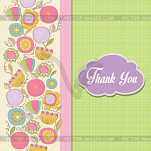 Romantic Thank You card with flowers - vector clip art