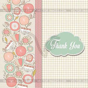 Romantic Thank You card with flowers - vector image