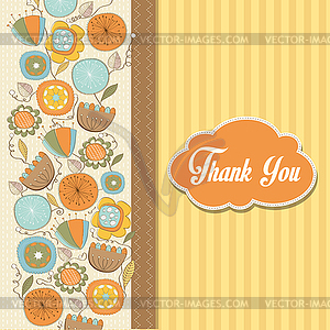 Romantic Thank You card with flowers - vector clipart