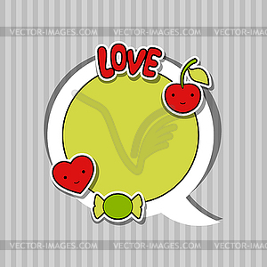 Speech bubble with sticker kawaii doodles - vector clipart