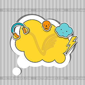 Speech bubble with sticker kawaii doodles - vector clipart