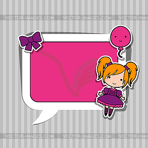 Speech bubble with sticker kawaii doodles - color vector clipart