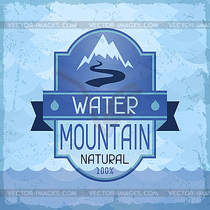 Water mountain background in retro style - vector image