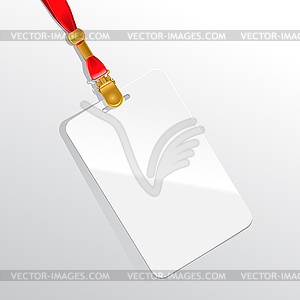 Blank badge on red neckband - vector EPS clipart