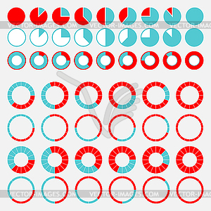 Set of brightly colored pie charts - vector clipart