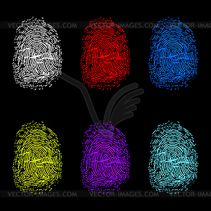 Set of color fingerprints - color vector clipart