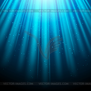 Blue glowing light background with luminous rays - vector clip art